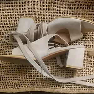 Suede kneehigh wrap sandals
